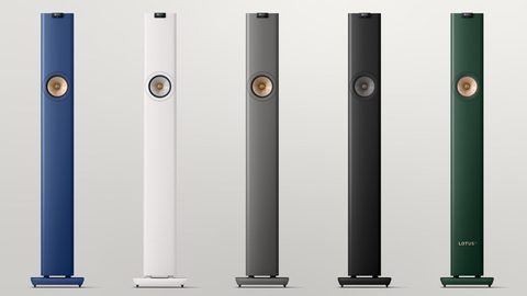 KEF LS60 Wireless floorstanding speakers in Royal Blue with slim cabinet and Uni-Core bass drivers