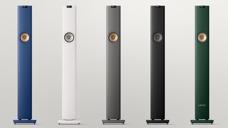 KEF LS60 Wireless floorstanding speakers in Royal Blue with slim cabinet and Uni-Core bass drivers