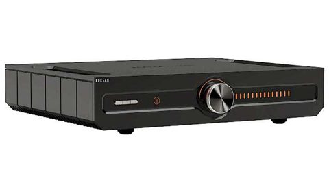 Roksan Caspian 4G streaming amplifier with precision volume dial and LED display in a sleek black chassis