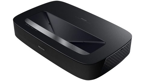 Hisense PL2 4K ultra short throw projector with sleek black design and laser lens for big-screen home cinema